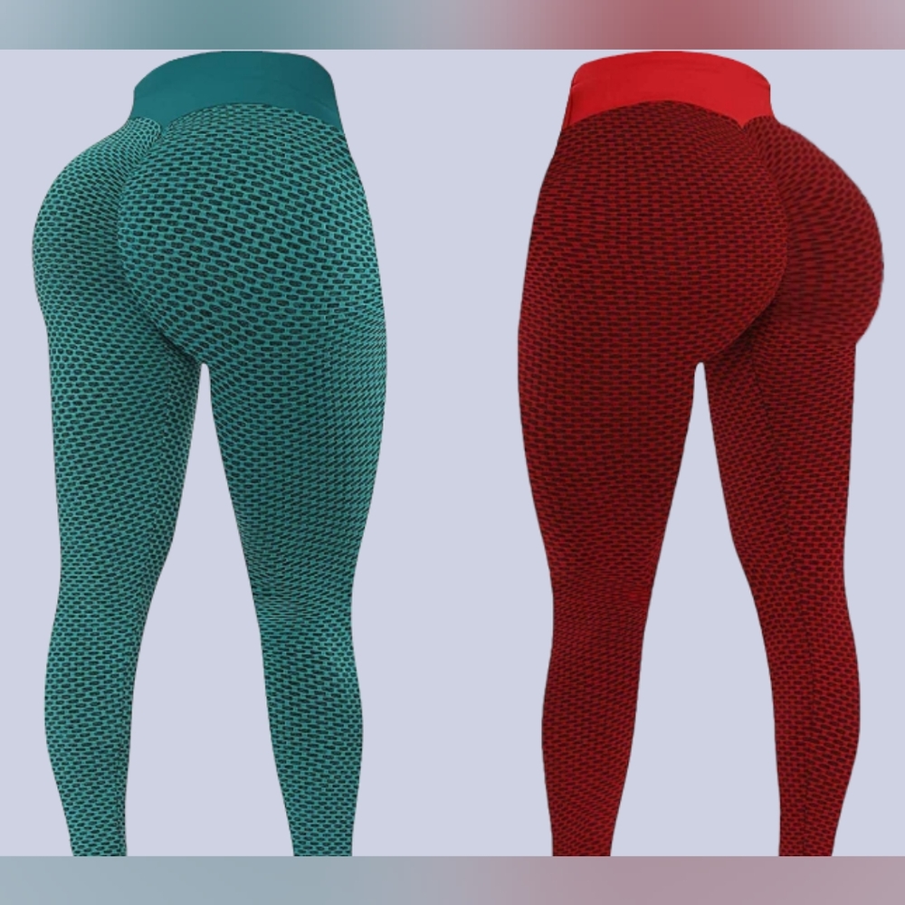 2 Comfortable Ladies High Waist Body Shaping Scrunch Bubble Butt Leggings Pants